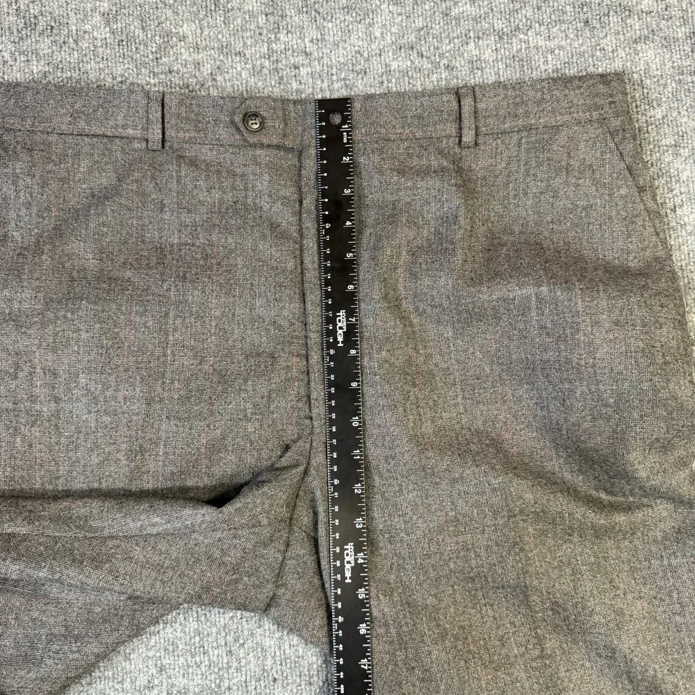 Vintage Flannel Dress Pants Mens 40x29 Gray Wool Pinstripe Flat Front Trousers